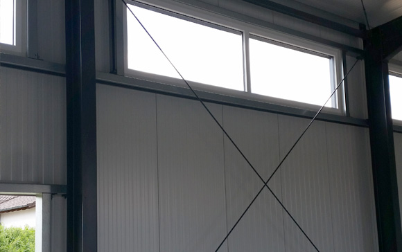 Stahlbau Fassade Lagerhalle Innenansicht